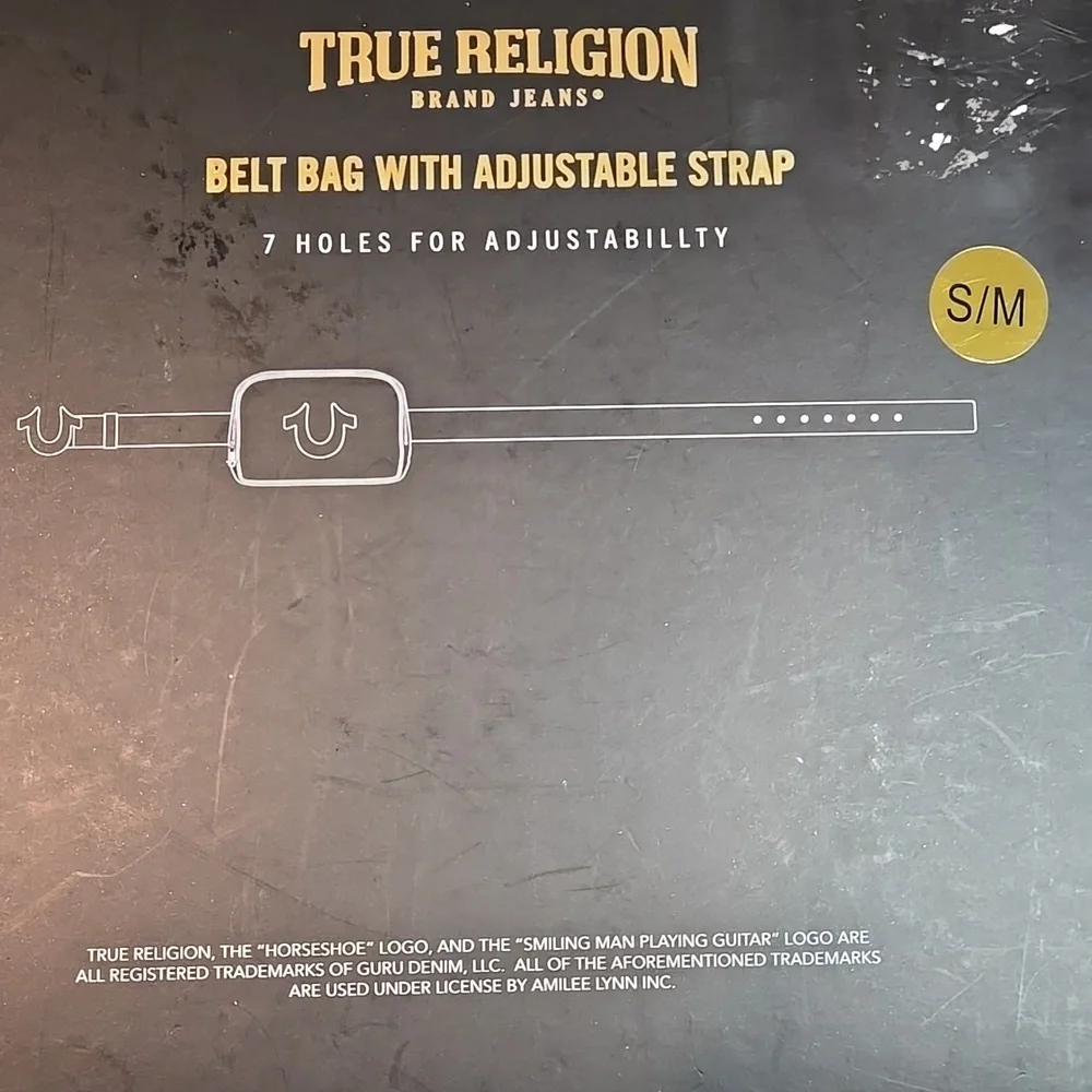 True Religion Black Belt Bag with Silver Accents Sz S/M